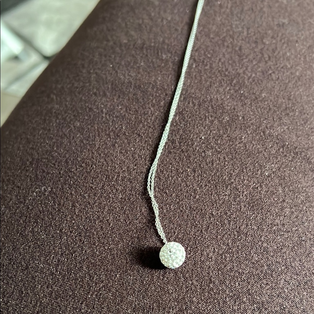 Elegant Silver Necklace with Sparkling Pendant touch stone crystal